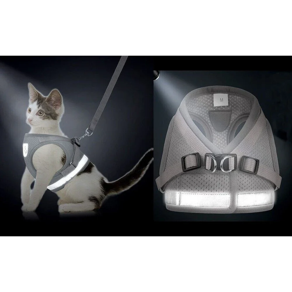 Cat Harnesses and Puppy Harness with Leashes Set, Size XXS on Pink.